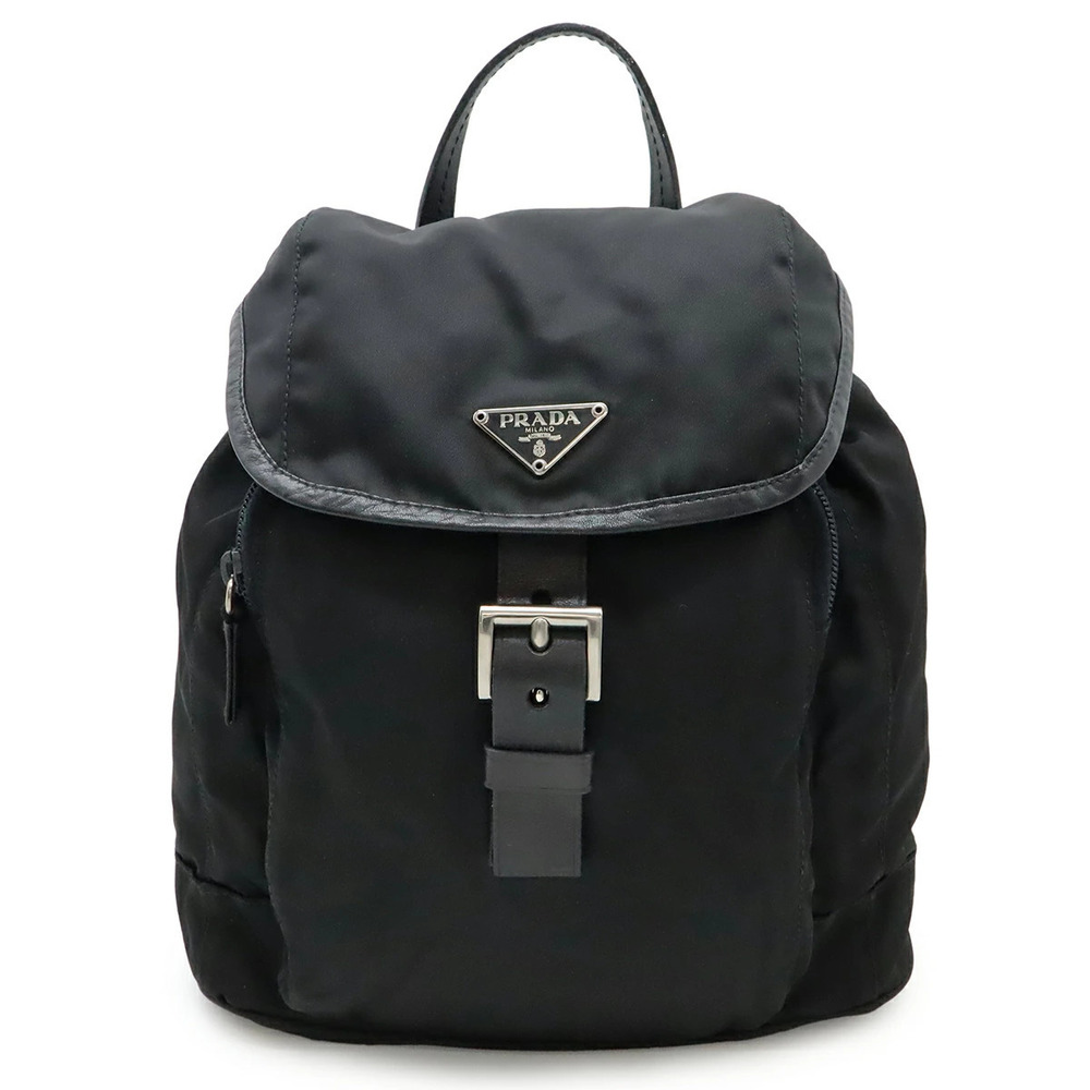 Prada Triangle Backpack Rucksack Leather Black Nero Black